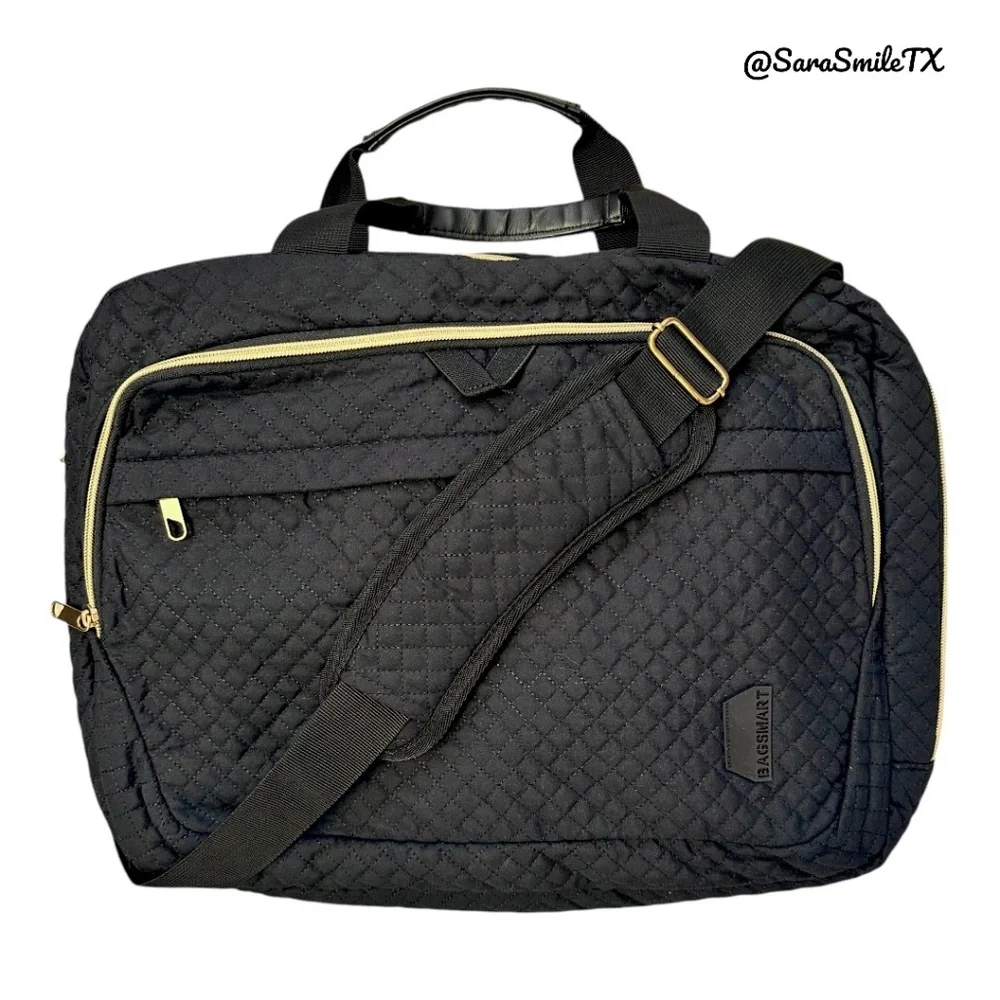 BAGSMART 17.3” Black Quilted Expandable Business Laptop Bag - NWOT